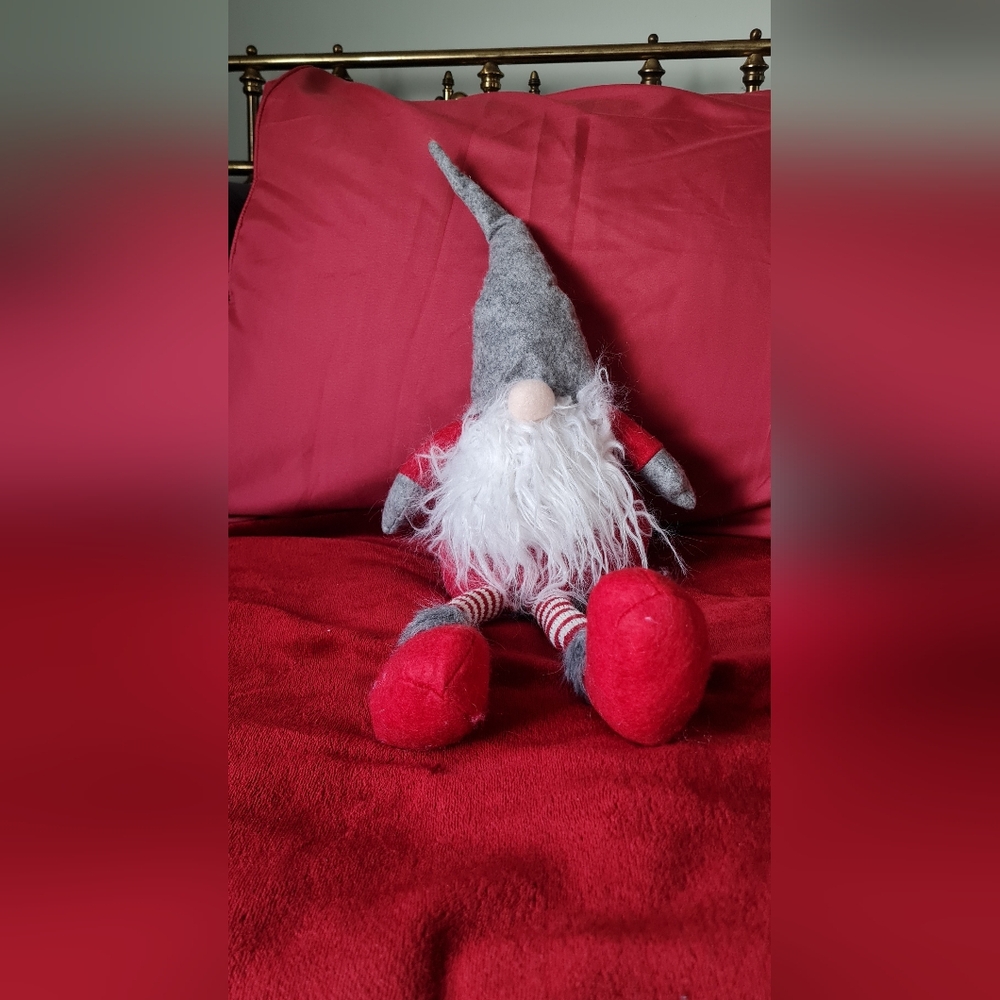 NWT Adorable Plush Santa Gnome with Red and Gray Accents